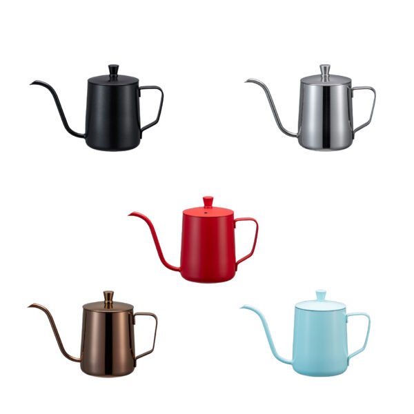 304 Stainless Steel Pour-Over Kettle, Teflon Multi-Color Coffee Pour-Over Kettle, 350ml Long Spout, Narrow Neck Coffee Pot